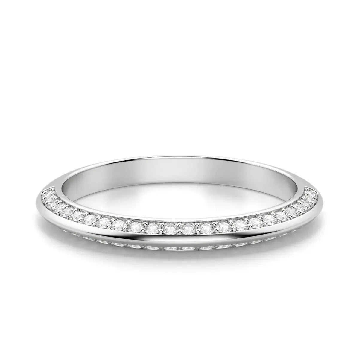 Round Cut Moissanite Two Row Eternity Diamond Wedding Band