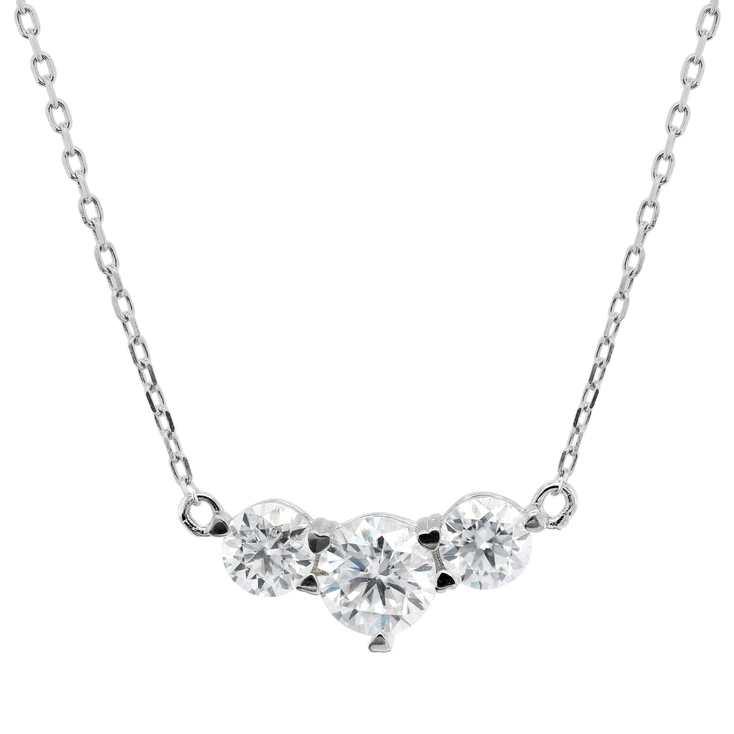 Round Cut Moissanite Diamond Three Stone Necklace for Women