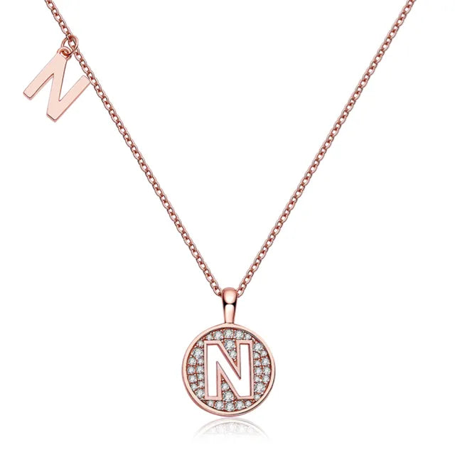 " N " Letter Moissanite Diamond Necklace for Women