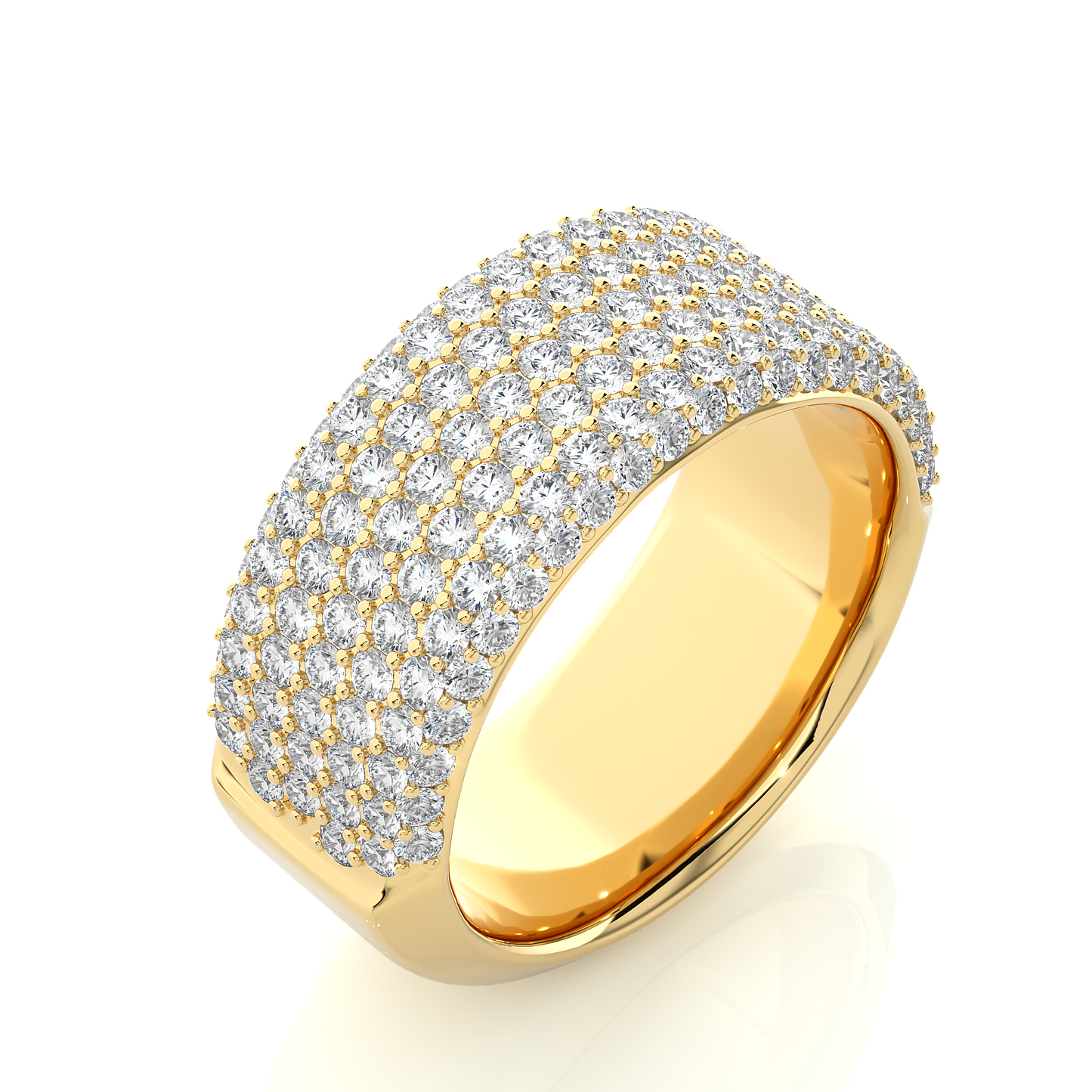 7mm Moissanite Wedding Band Yellow Gold in Micro Pave Setting