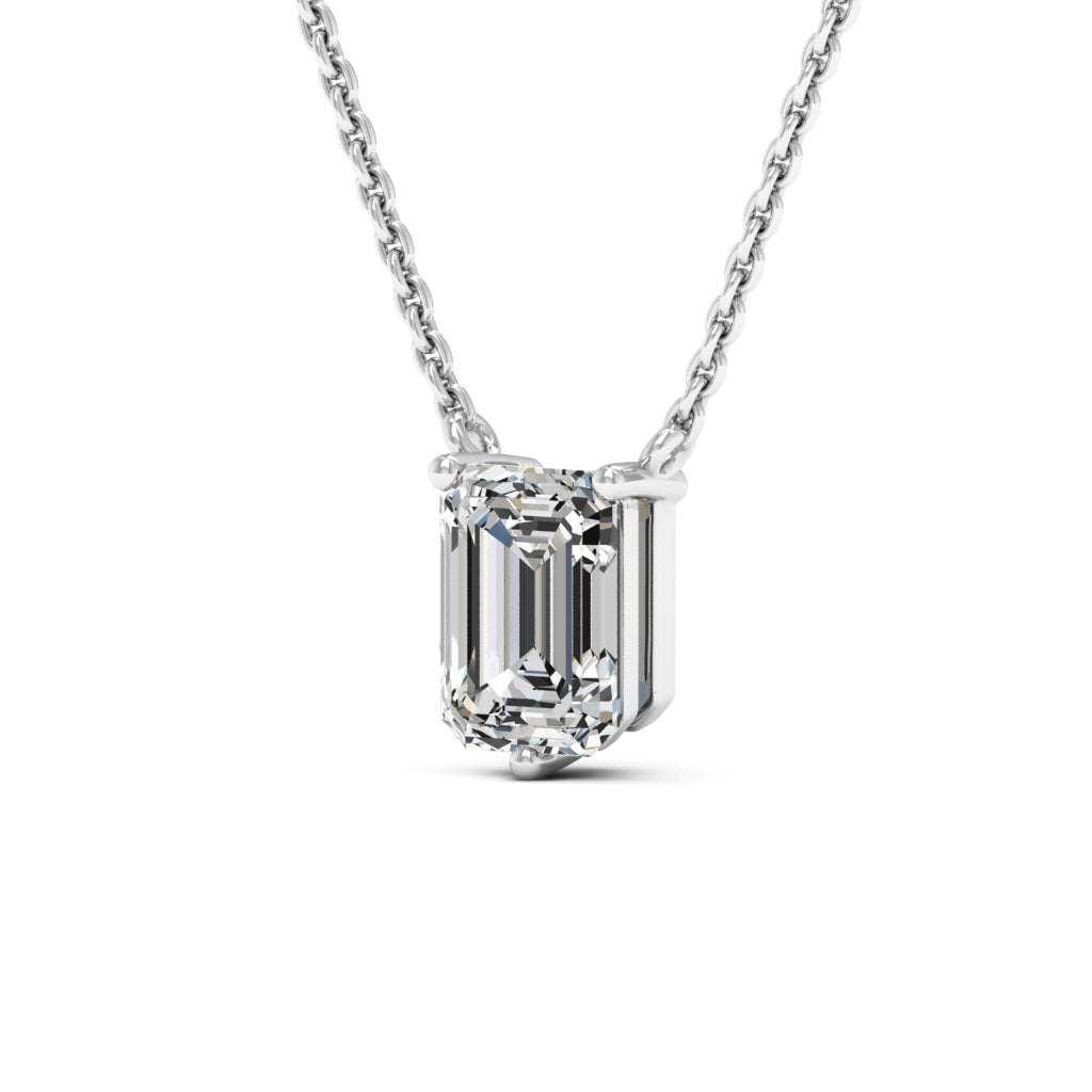 Emerald Cut Moissanite Diamond Solitaire Colleen Necklace