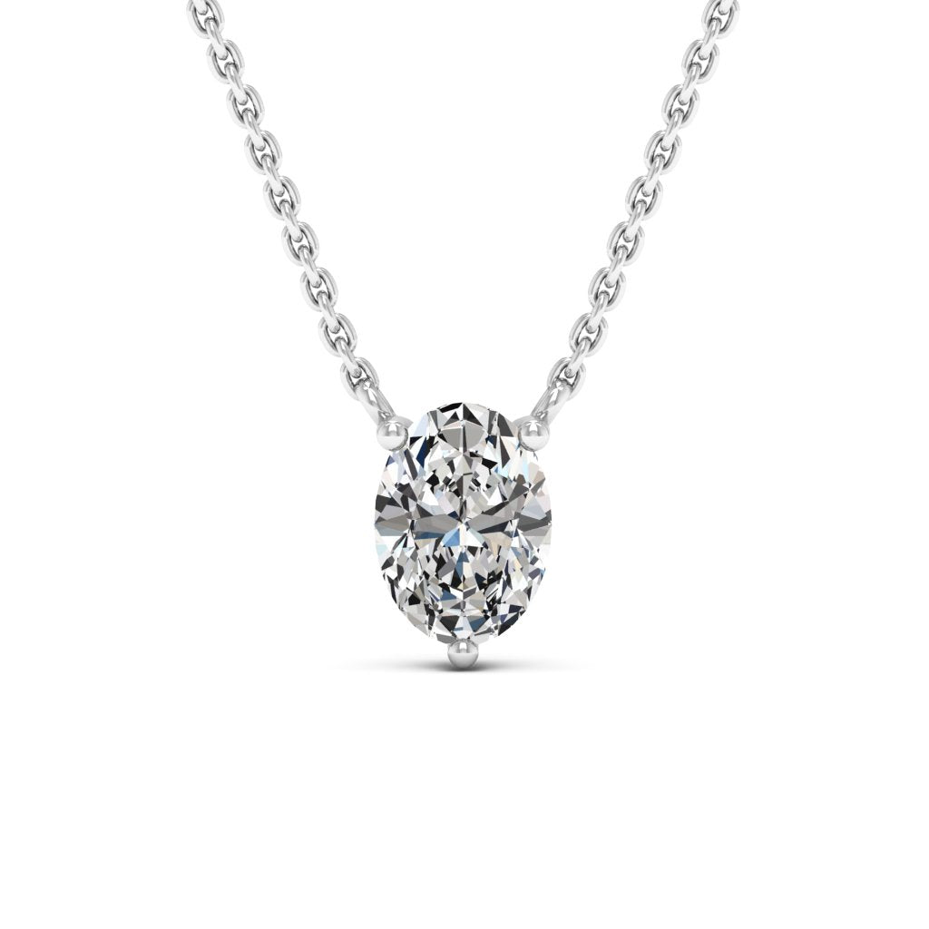 Oval Cut Moissanite Diamond Solitaire Necklace for Her