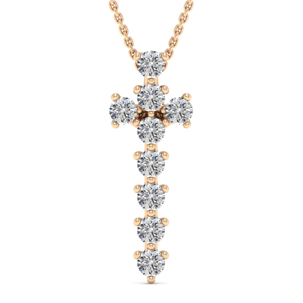 Round Cut Moissanite Diamond Cross Necklace for Women