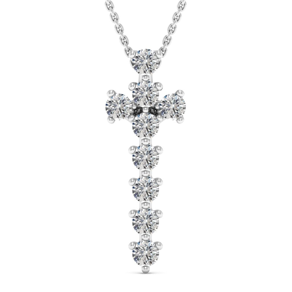 Round Cut Moissanite Diamond Cross Necklace for Women