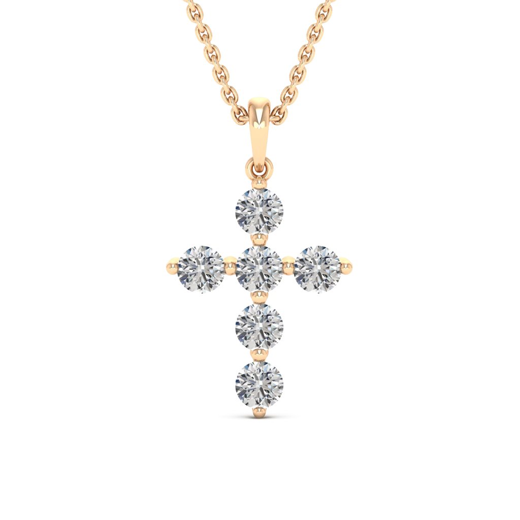 0.66ct Round Cut Moissanite Diamond Cross Necklace for Women