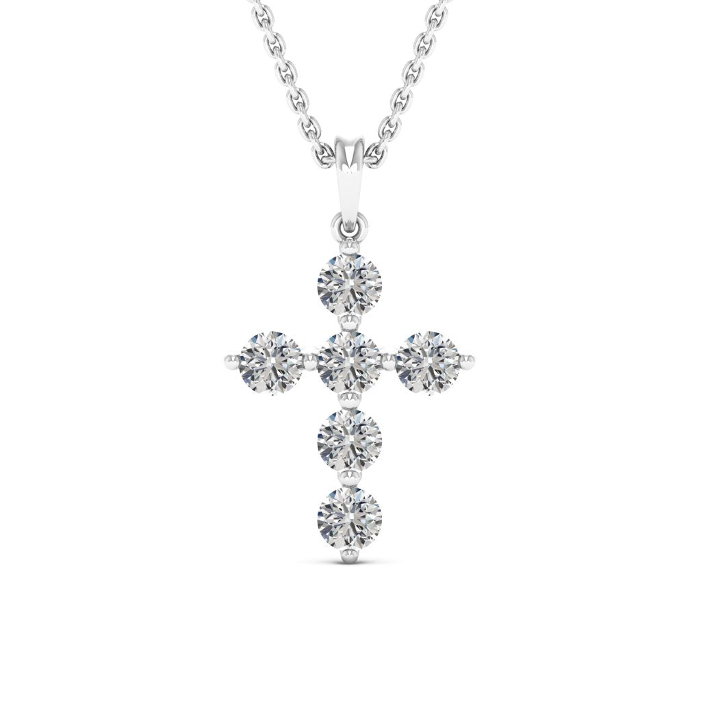 0.66ct Round Cut Moissanite Diamond Cross Necklace for Women