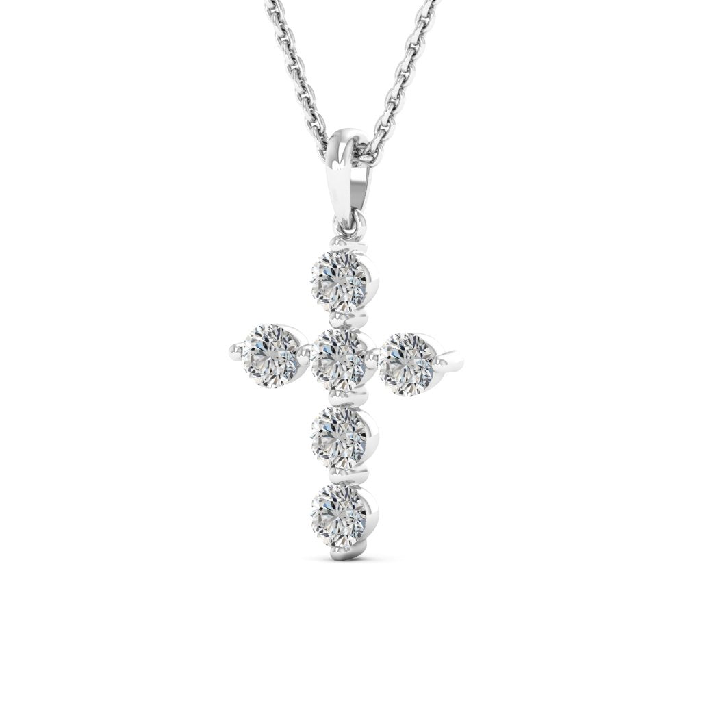 0.66ct Round Cut Moissanite Diamond Cross Necklace for Women