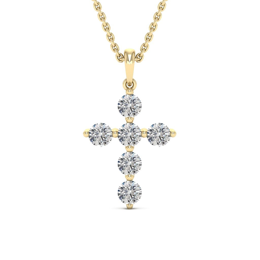 0.66ct Round Cut Moissanite Diamond Cross Necklace for Women