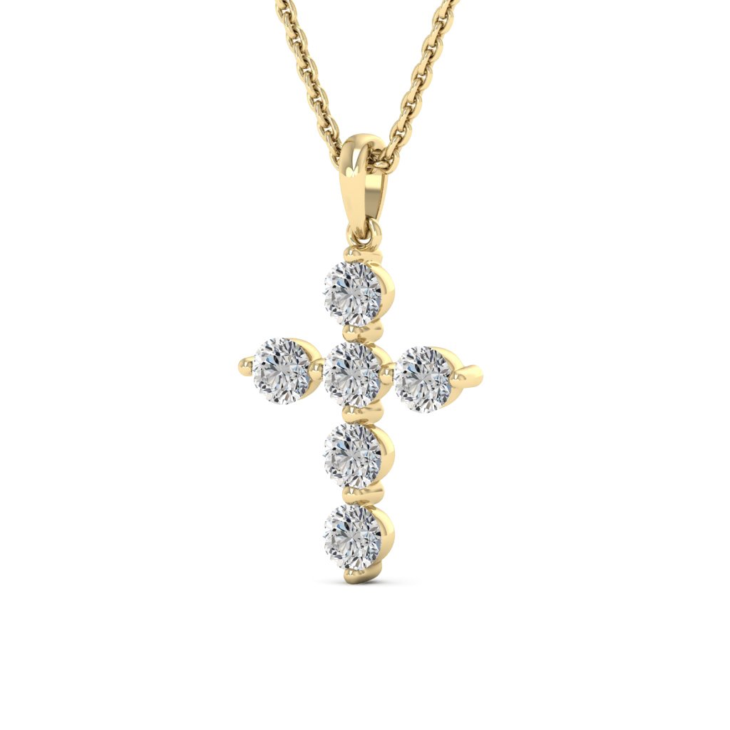 0.66ct Round Cut Moissanite Diamond Cross Necklace for Women