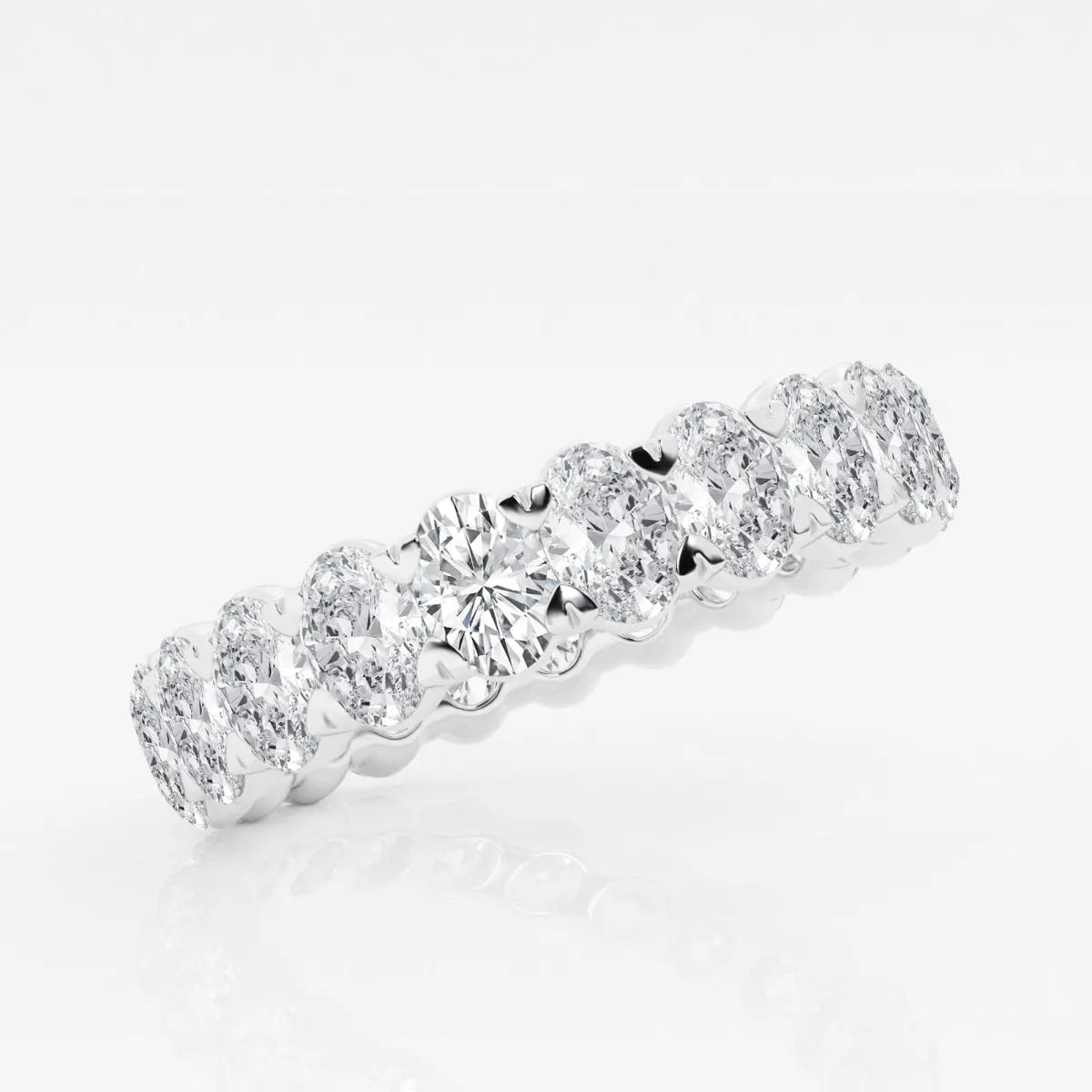 Oval F-VS2 Lab Grown Diamond Full Eternity Wedding Band in Solid Gold