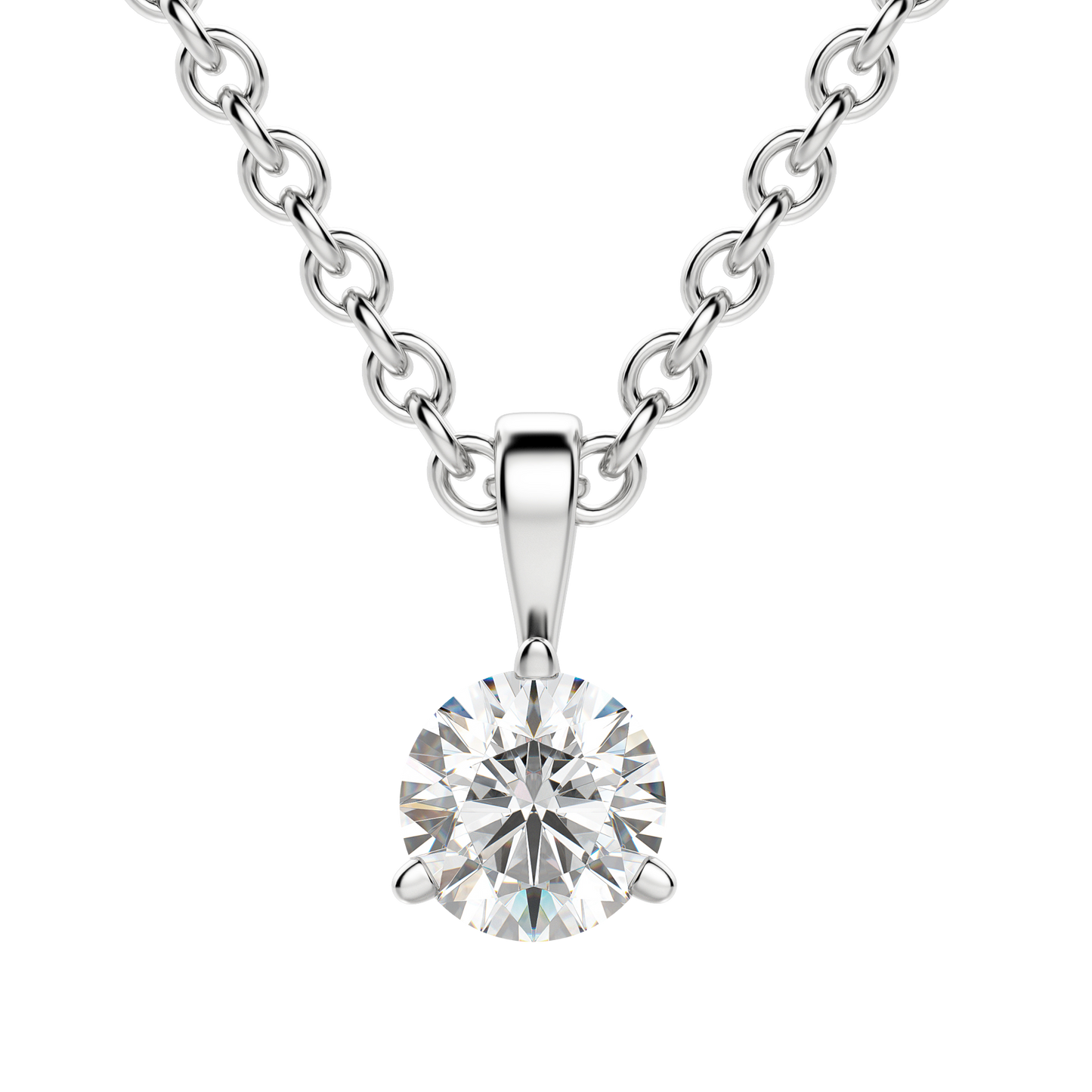 0.25-1.5ct Round Cut Solitaire Moissanite Diamond Necklace