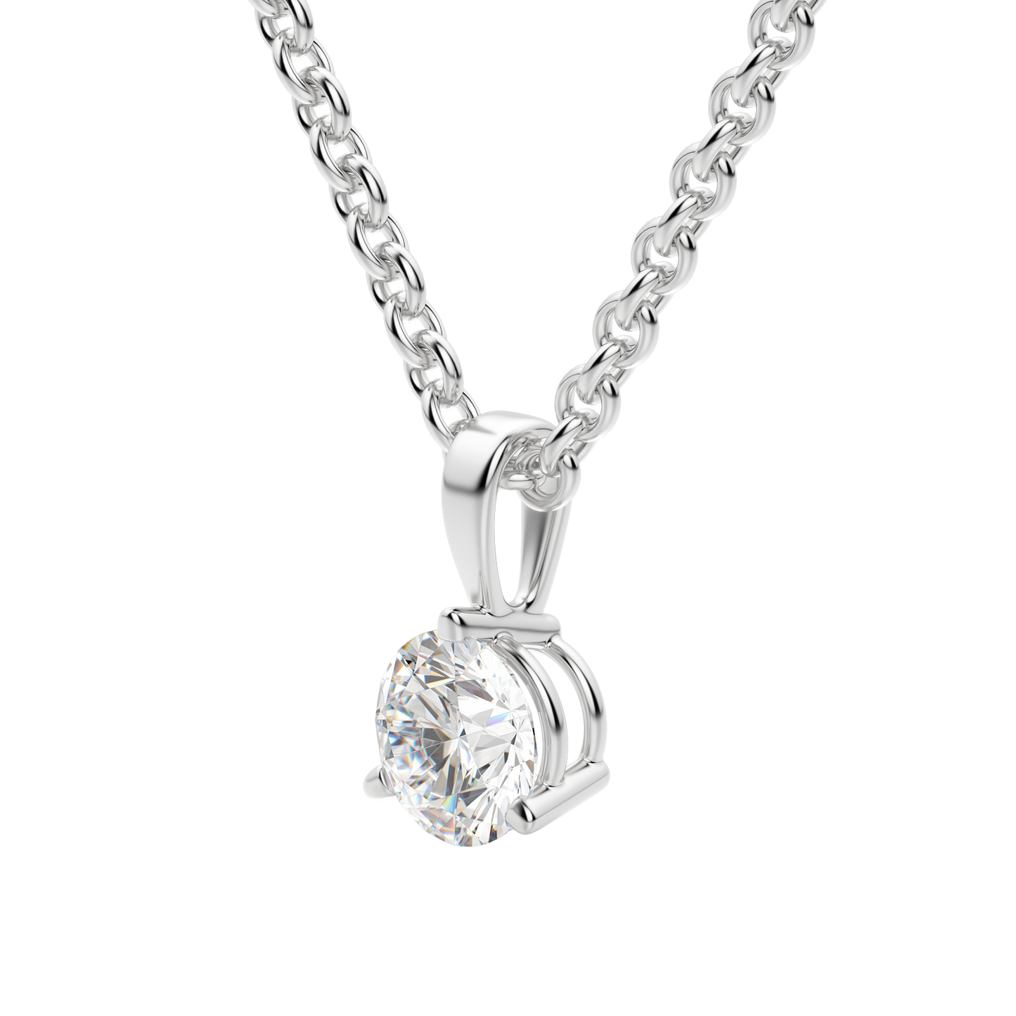 0.25-1.5ct Round Cut Solitaire Moissanite Diamond Necklace