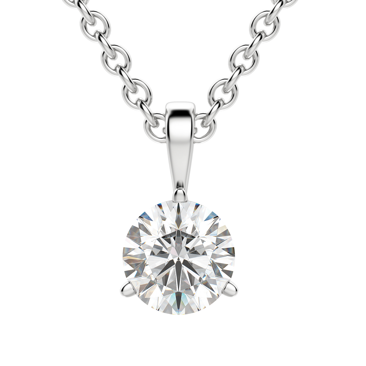 0.25-1.5ct Round Cut Solitaire Moissanite Diamond Necklace