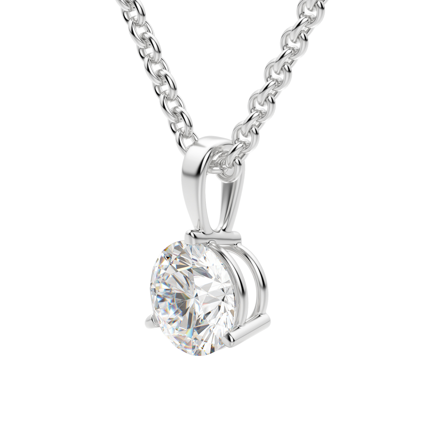 0.25-1.5ct Round Cut Solitaire Moissanite Diamond Necklace