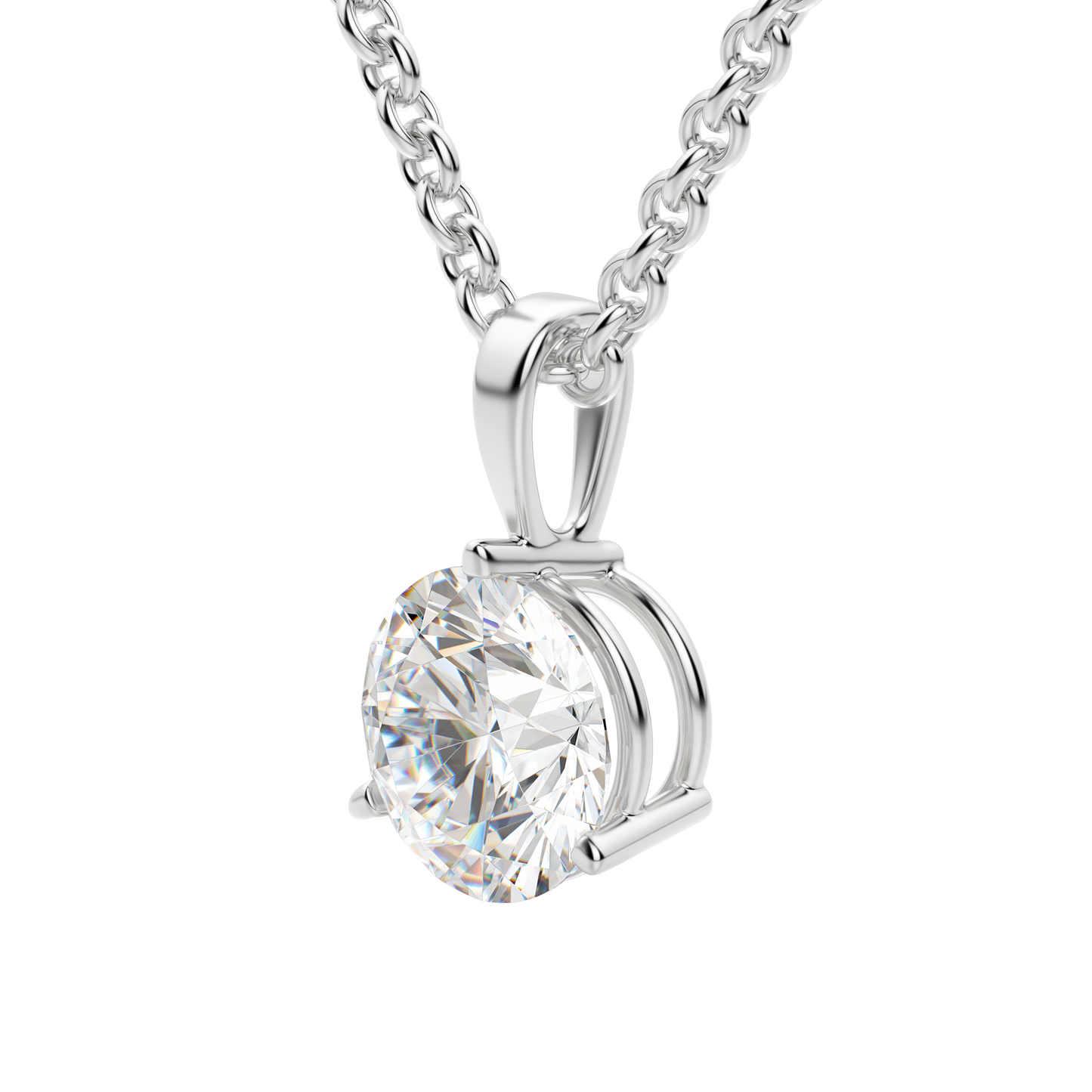 0.25-1.5ct Round Cut Solitaire Moissanite Diamond Necklace