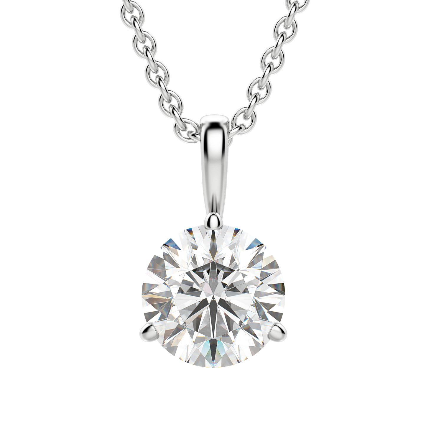 0.25-1.5ct Round Cut Solitaire Moissanite Diamond Necklace