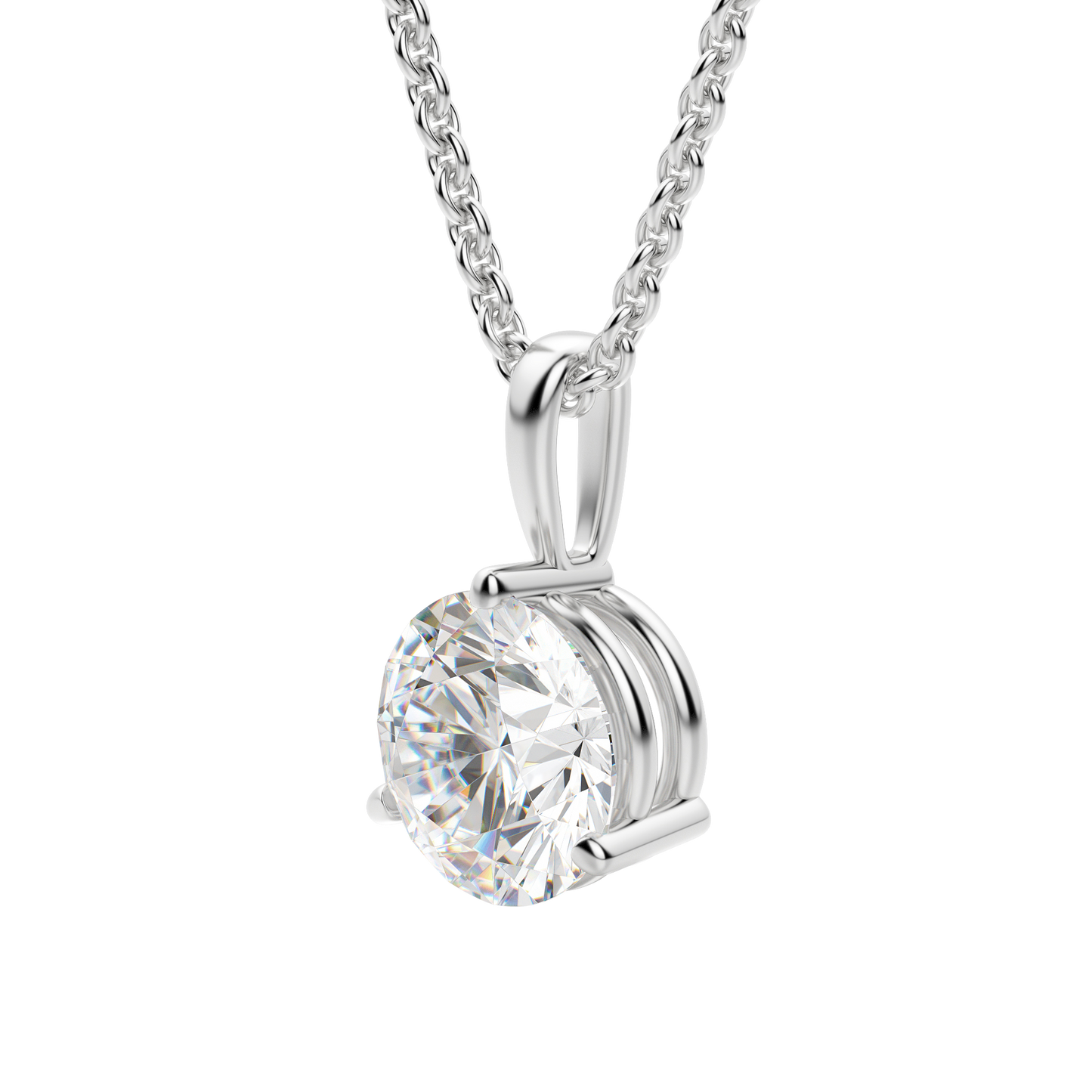 0.25-1.5ct Round Cut Solitaire Moissanite Diamond Necklace