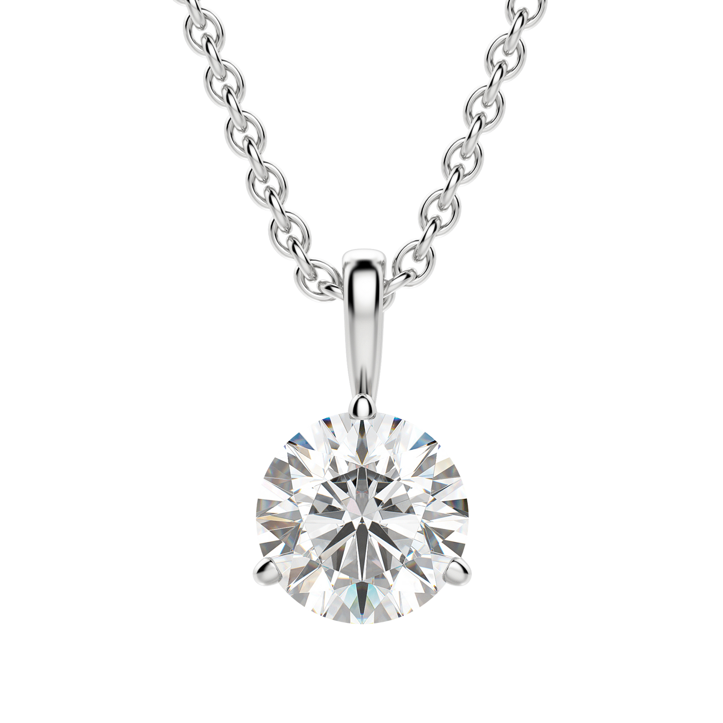 0.25-1.5ct Round Cut Solitaire Moissanite Diamond Necklace