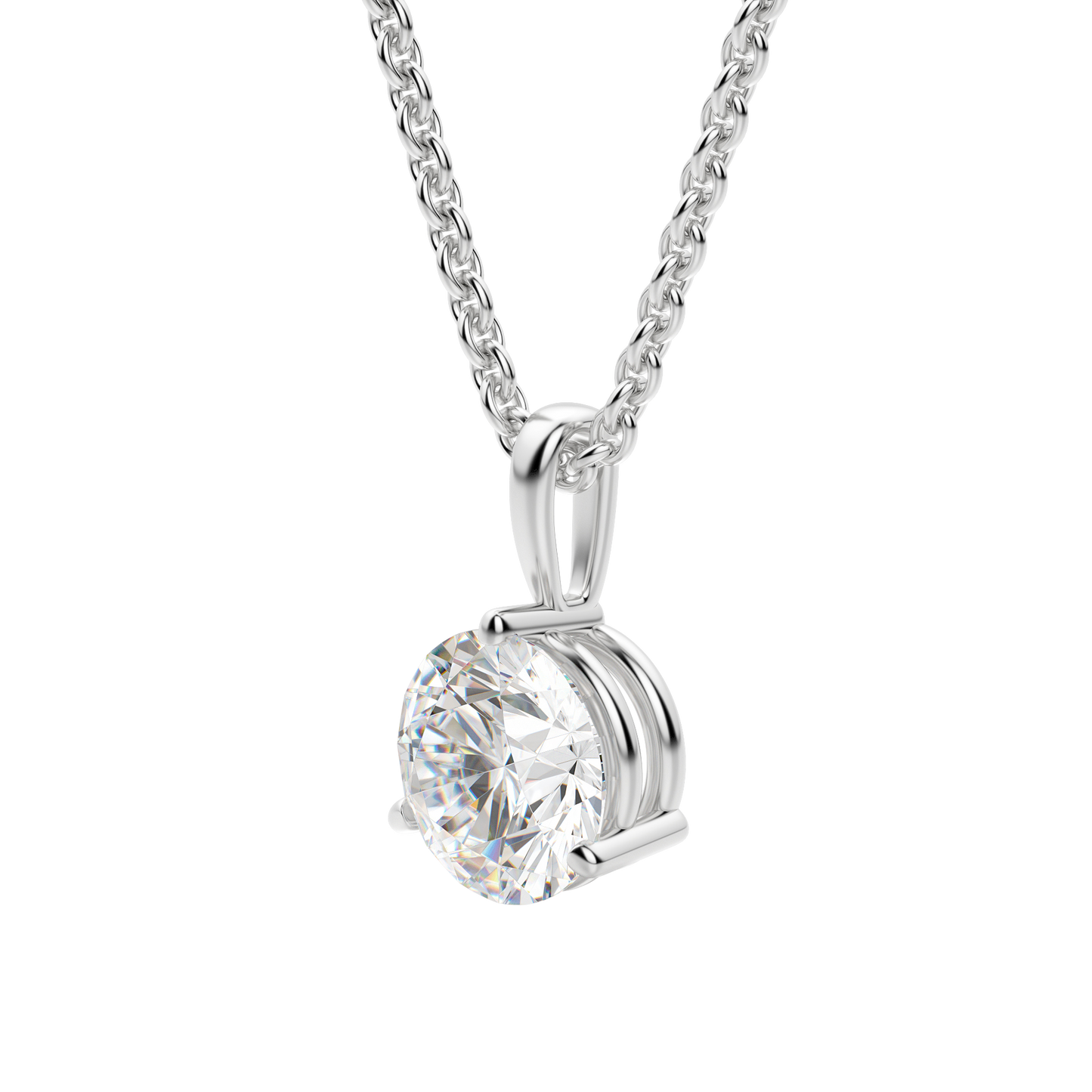 0.25-1.5ct Round Cut Solitaire Moissanite Diamond Necklace