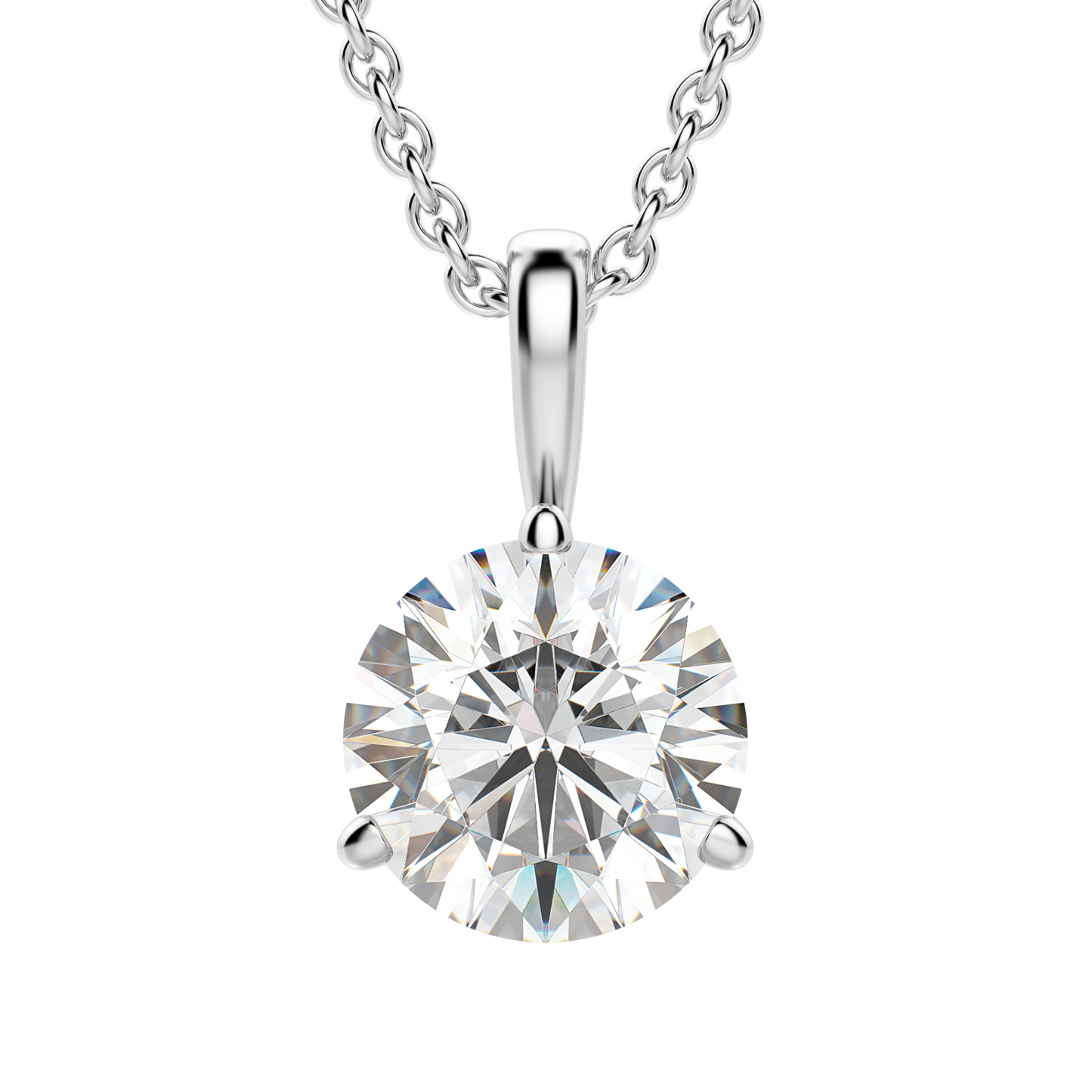 0.25-1.5ct Round Cut Solitaire Moissanite Diamond Necklace