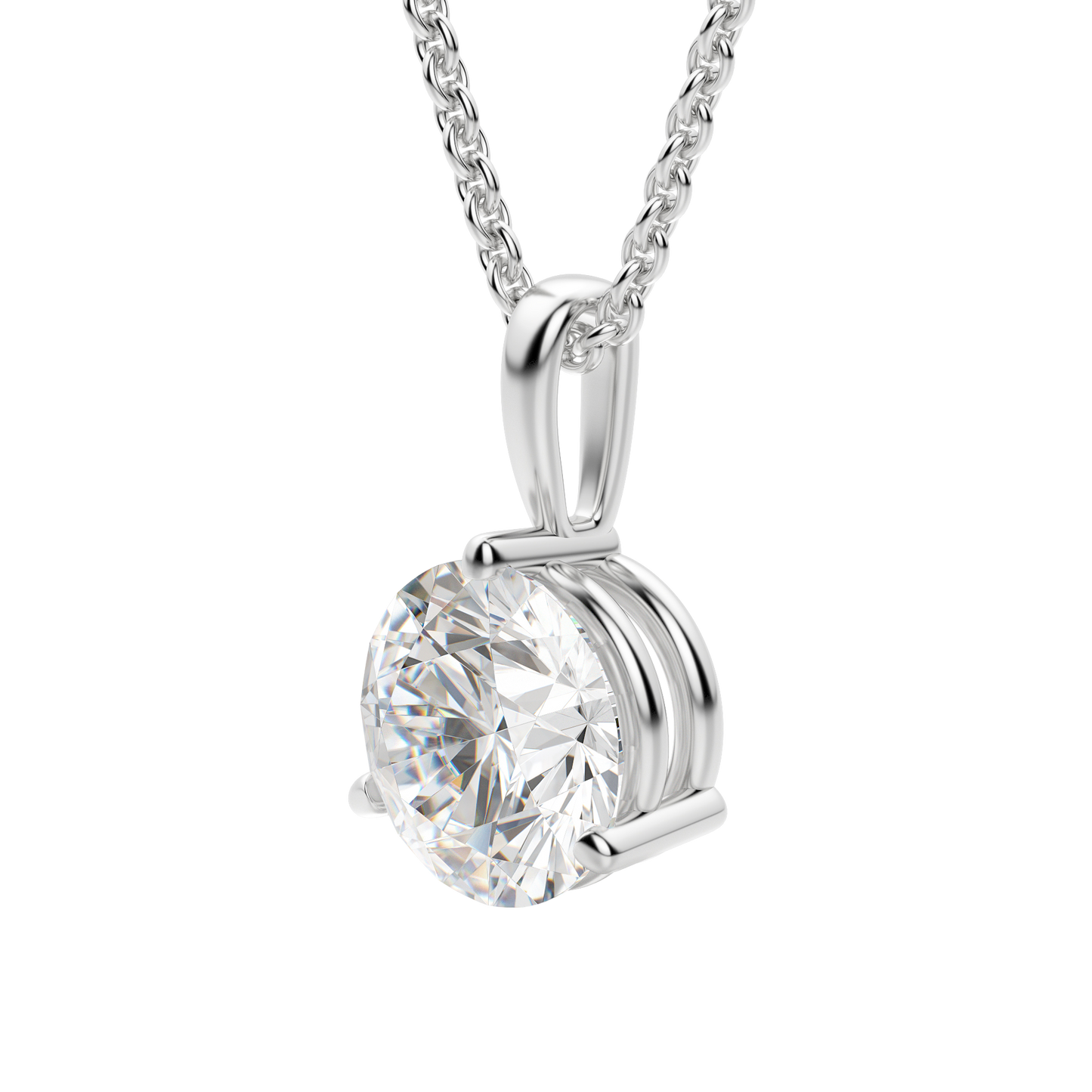 0.25-1.5ct Round Cut Solitaire Moissanite Diamond Necklace