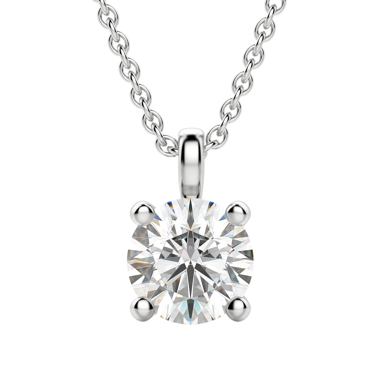 0.25-1.5ct Round Cut Solitaire Moissanite Diamond Necklace