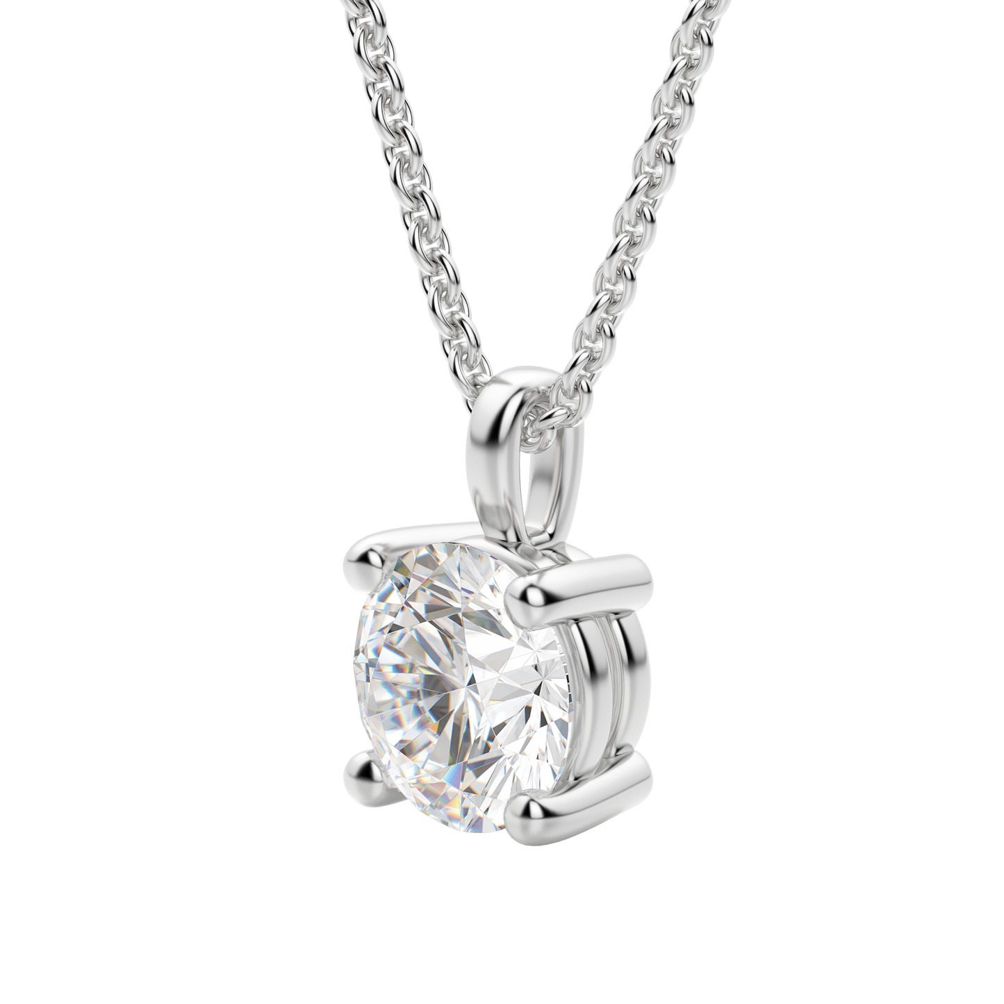 0.25-1.5ct Round Cut Solitaire Moissanite Diamond Necklace