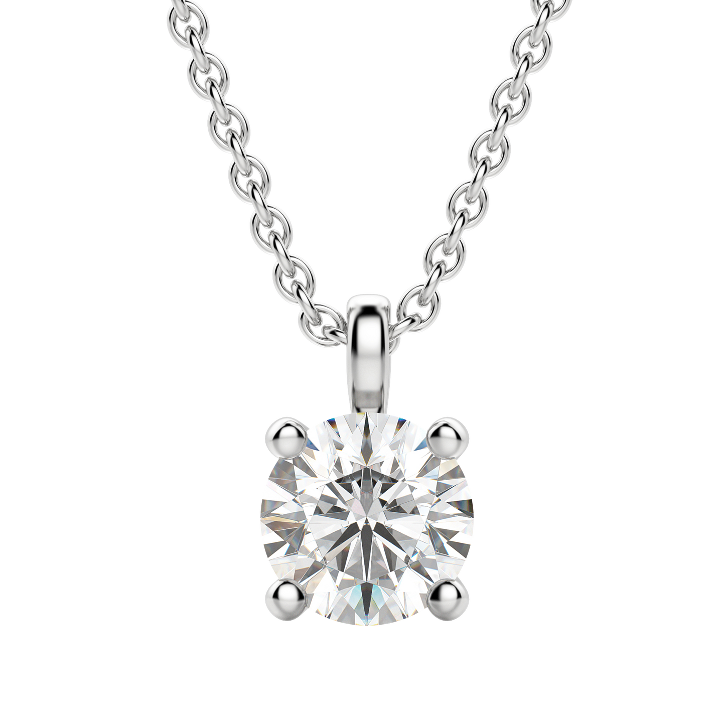 0.25-1.5ct Round Cut Solitaire Moissanite Diamond Necklace