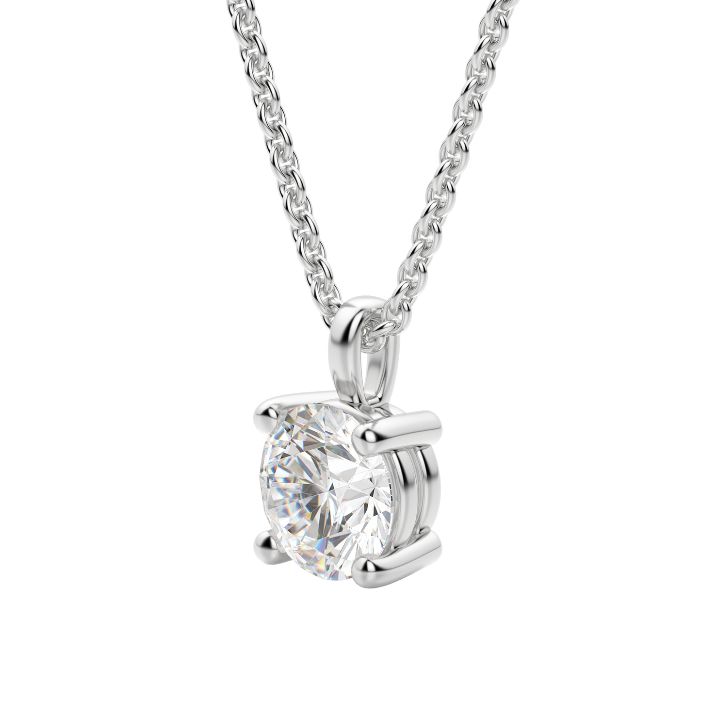 0.25-1.5ct Round Cut Solitaire Moissanite Diamond Necklace