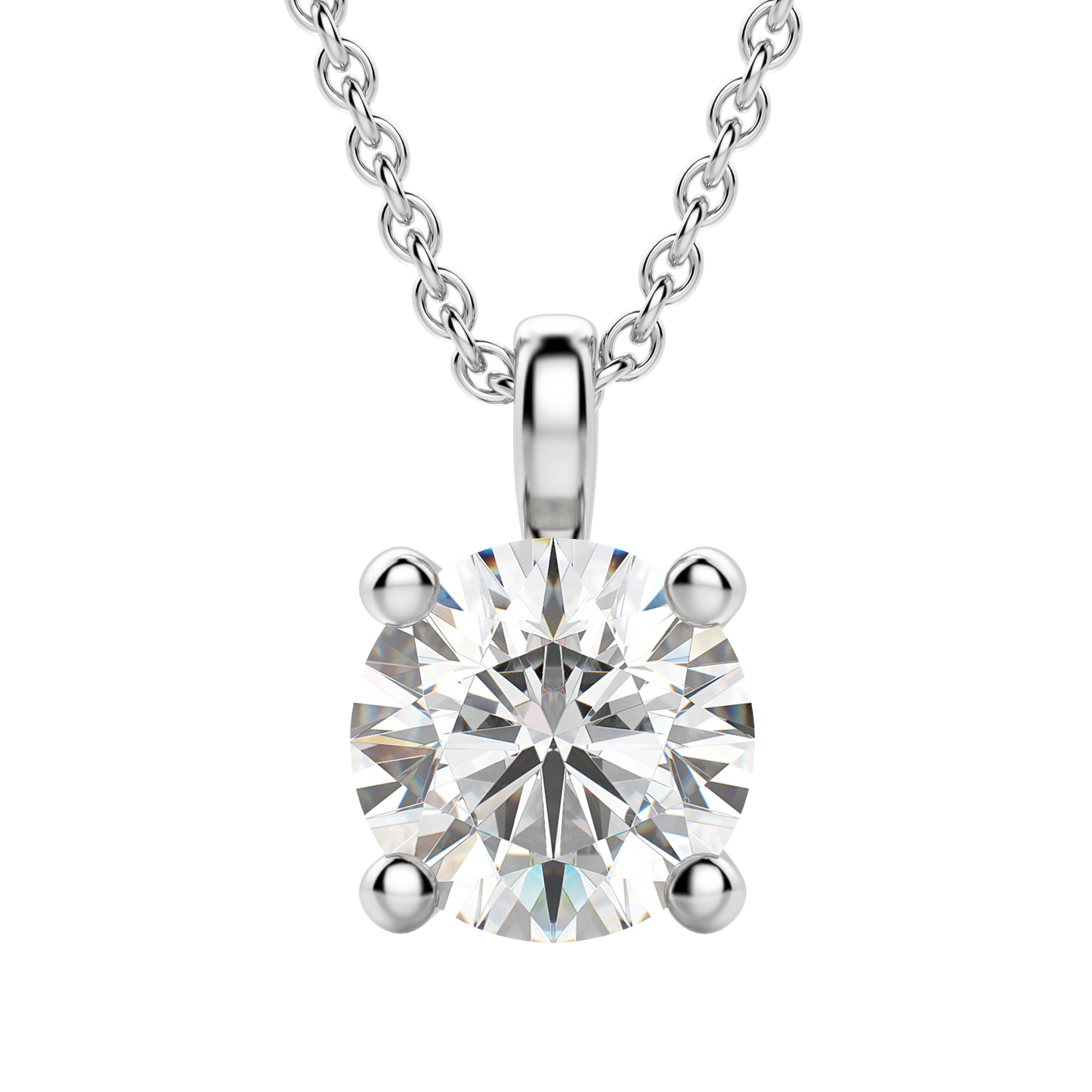 0.25-1.5ct Round Cut Solitaire Moissanite Diamond Necklace