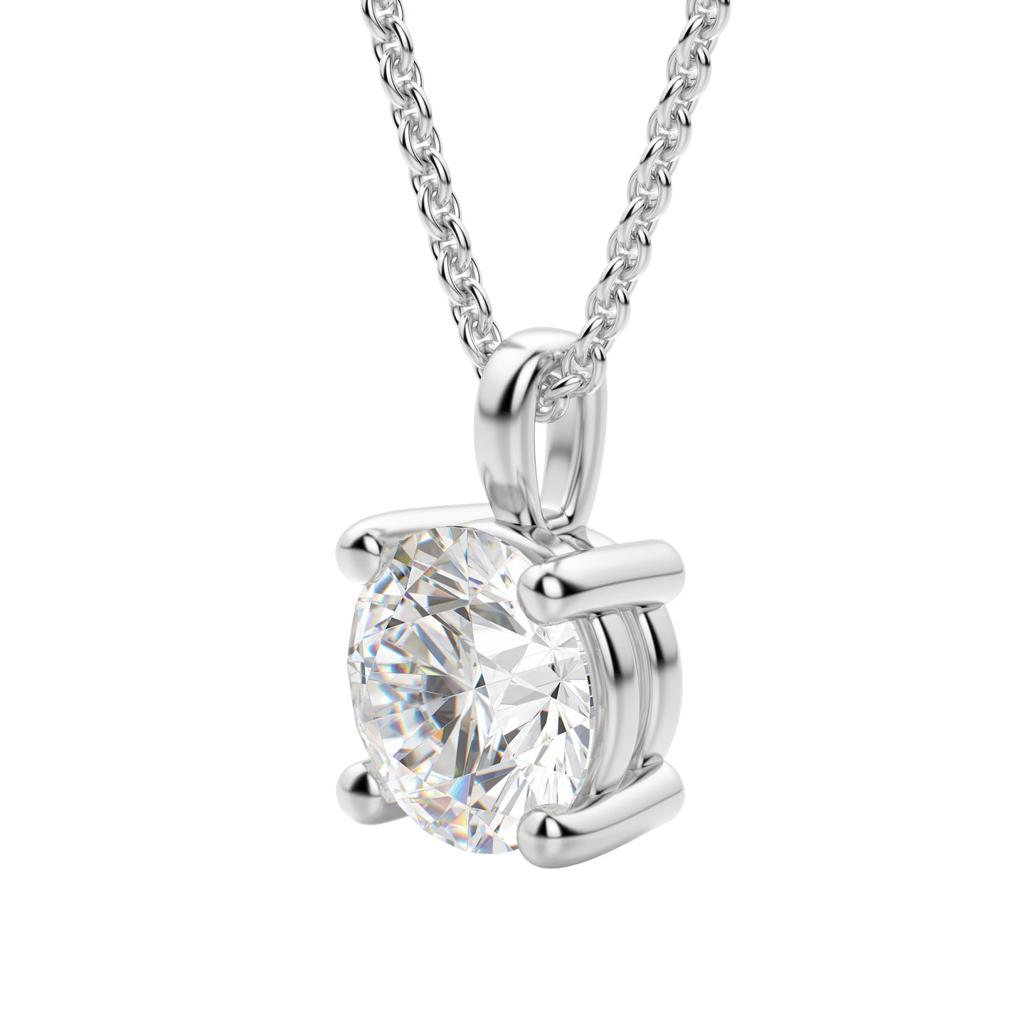 0.25-1.5ct Round Cut Solitaire Moissanite Diamond Necklace