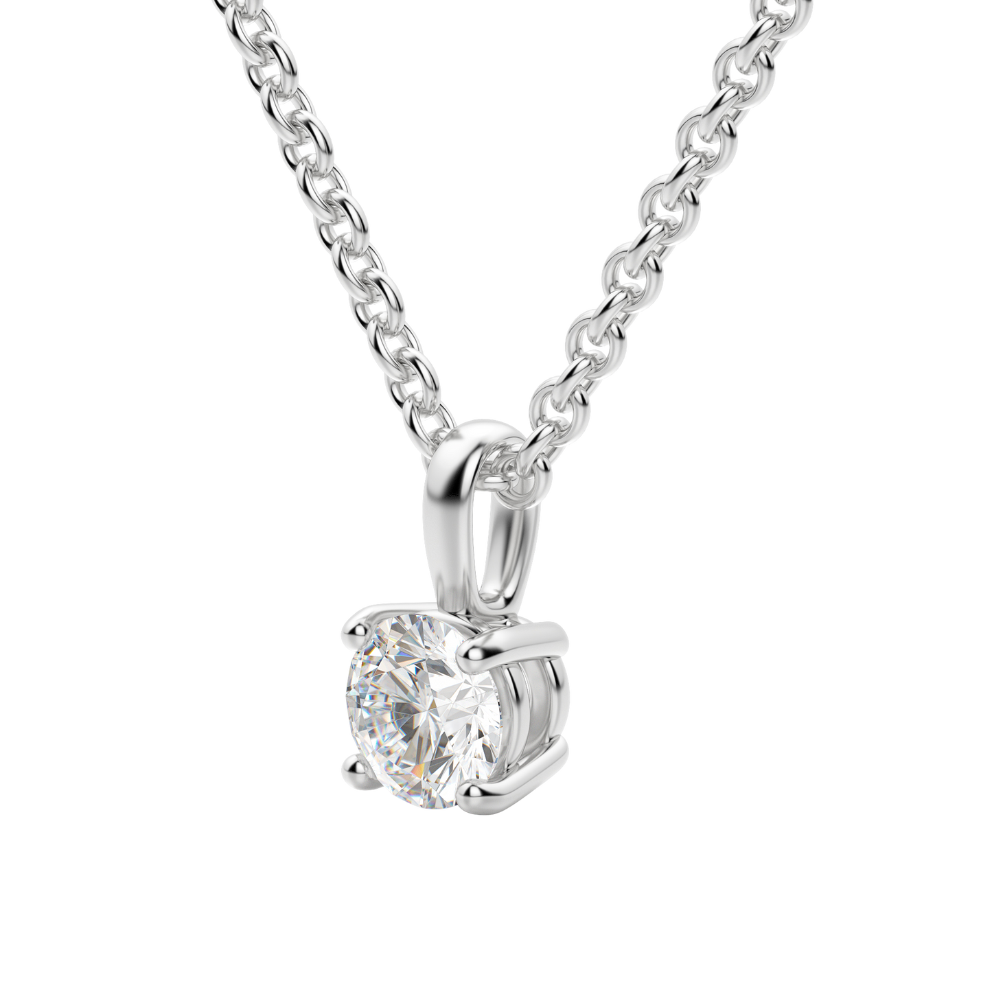 0.25-1.5ct Round Cut Solitaire Moissanite Diamond Necklace