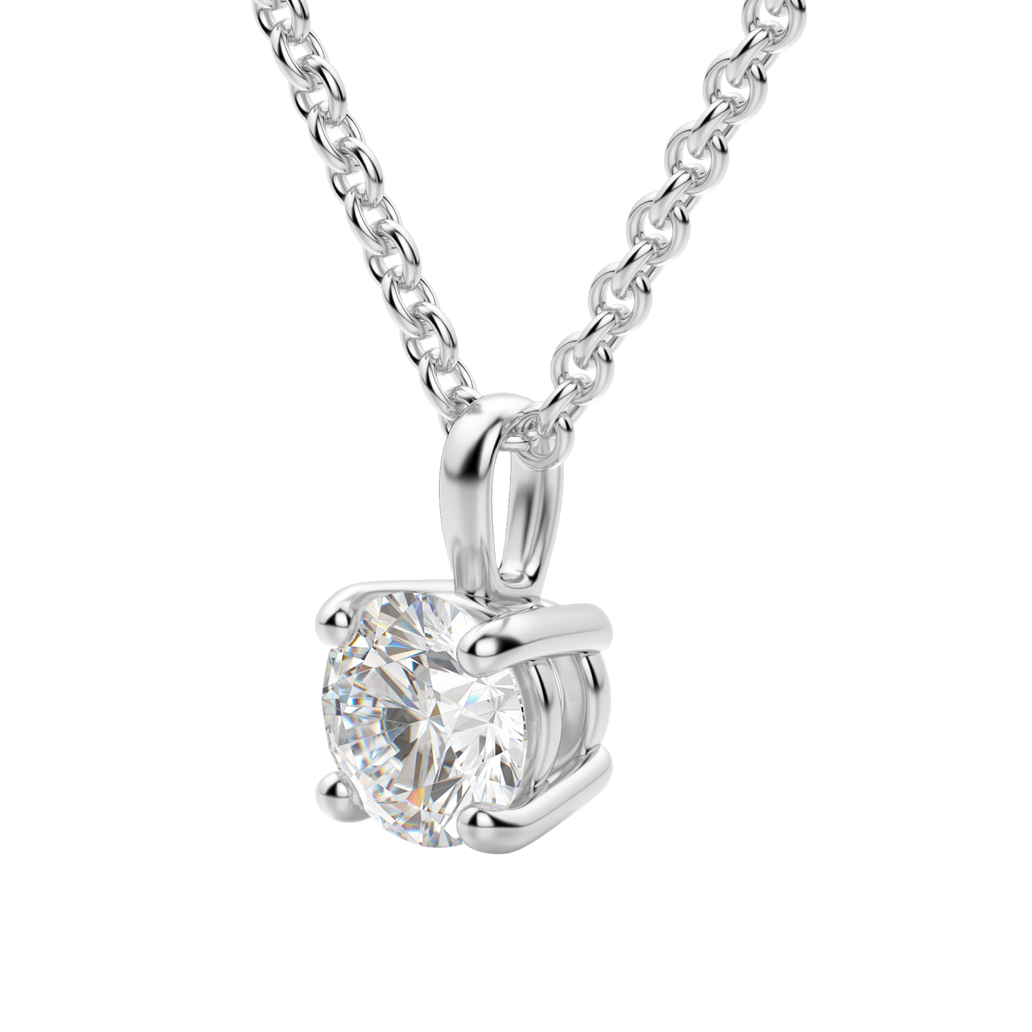 0.25-1.5ct Round Cut Solitaire Moissanite Diamond Necklace