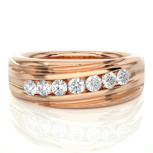 1.5CT Seven Stone Round Moissanite Wedding Band in Rose Gold