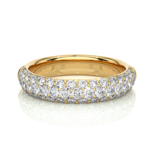 1.5CT Three Row Moissanite Men's Wedding Band in Yellow Gold