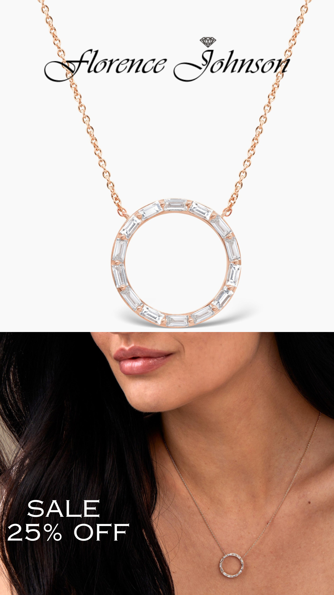 Baguette Cut Moissanite Diamond Circle Necklace for Women