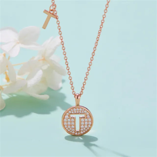 " T " Letter Moissanite Diamond Necklace for Women