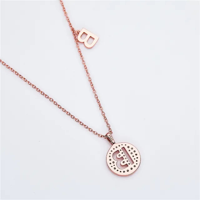 " B " Letter Moissanite Diamond Necklace for Women