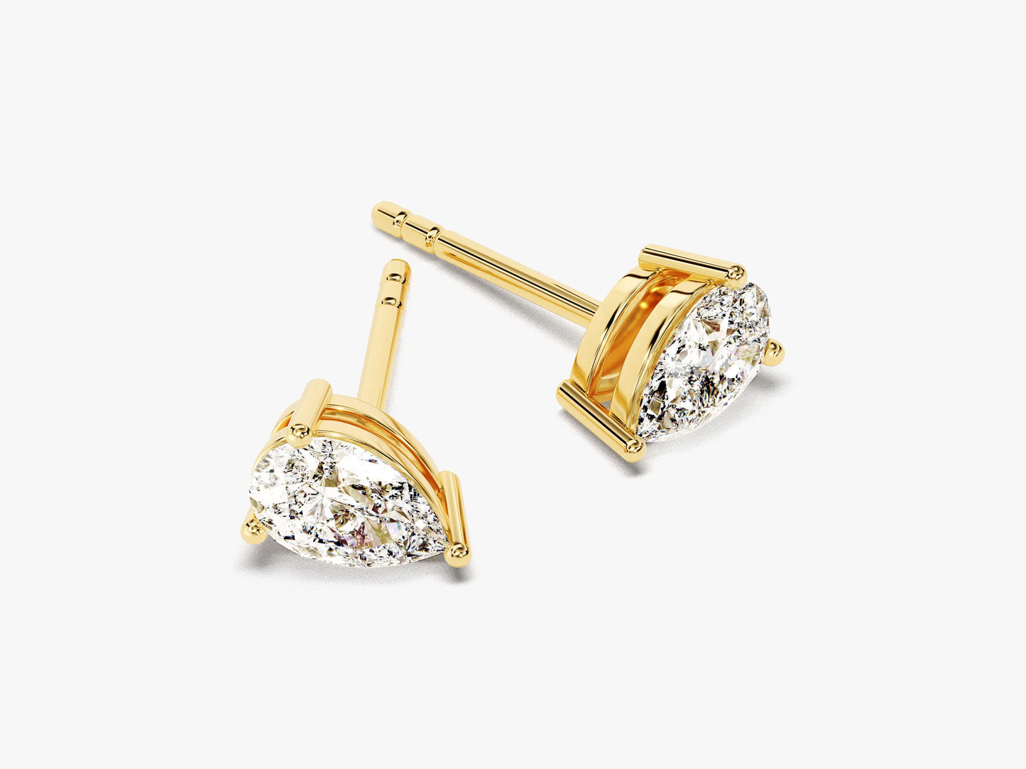 1.0CT Pear Cut Moissanite Diamond Earrings for Women in Yellow Gold