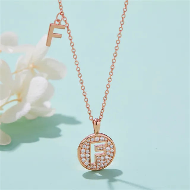 " F " Letter Moissanite Diamond Necklace for Women