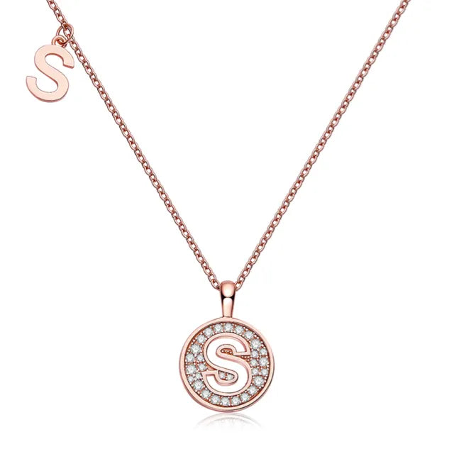 " S " Letter Moissanite Diamond Necklace for Women