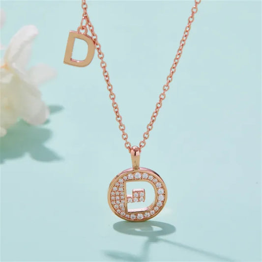 " D " Letter Moissanite Diamond Necklace for Women