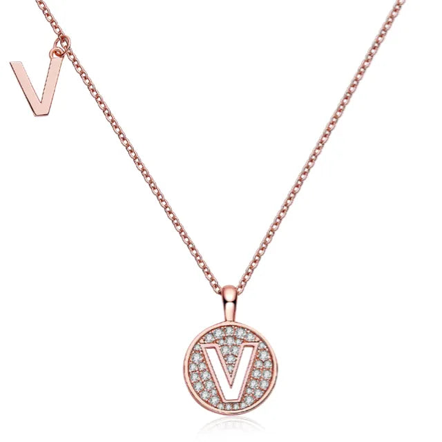 " V " Letter Moissanite Diamond Necklace for Women