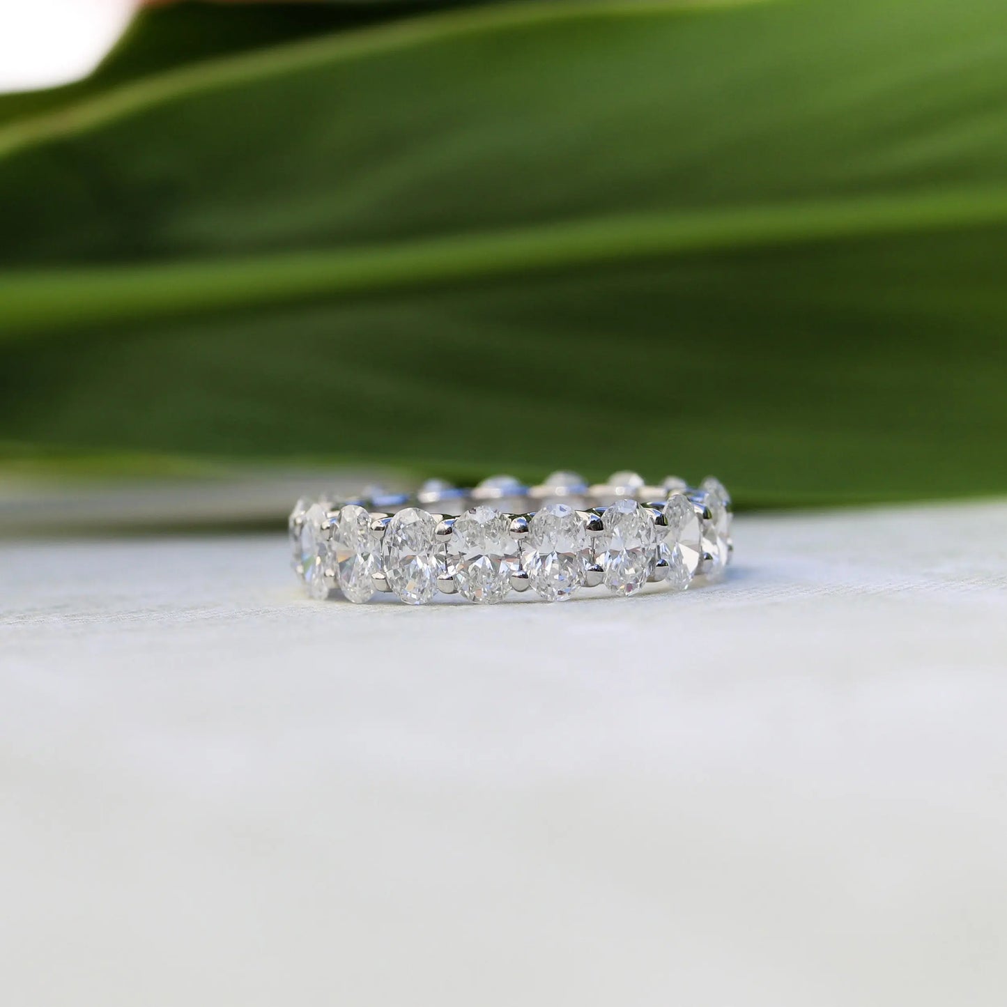 Oval Cut Moissanite Full Eternity Wedding Band