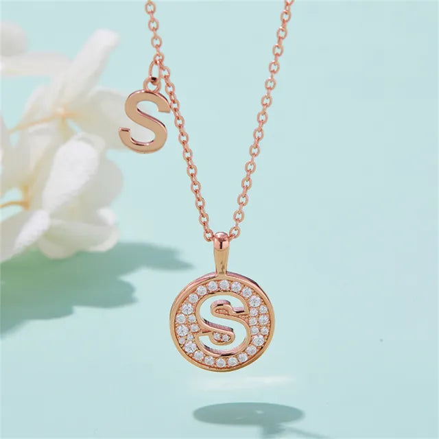 " S " Letter Moissanite Diamond Necklace for Women