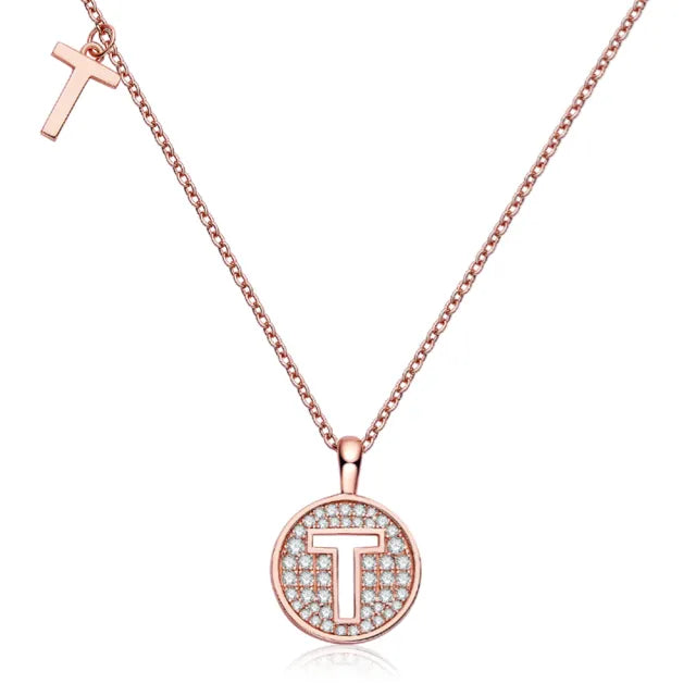 " T " Letter Moissanite Diamond Necklace for Women