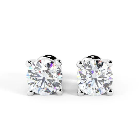 2.0CT Round Cut Moissanite Diamond Stud Earrings in White Gold