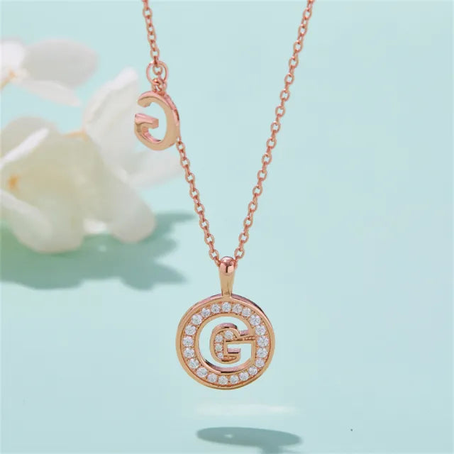 " G " Letter Moissanite Diamond Necklace for Women