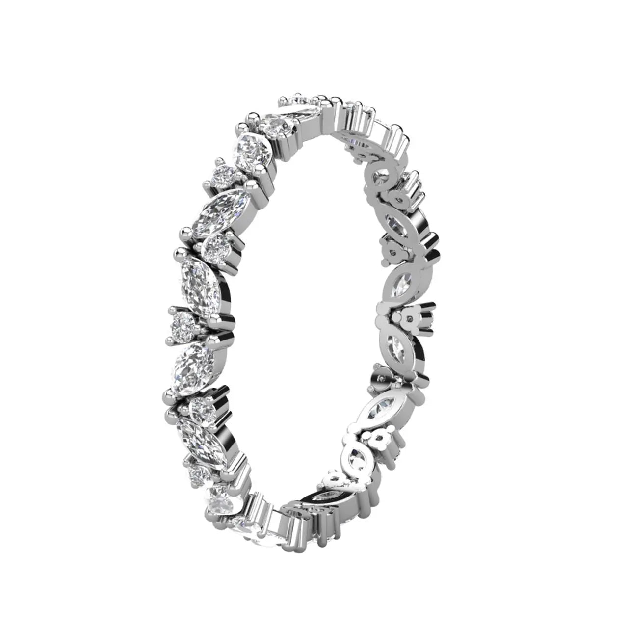 0.95ctw Marquise and Round Cut Half Eternity Wedding Band