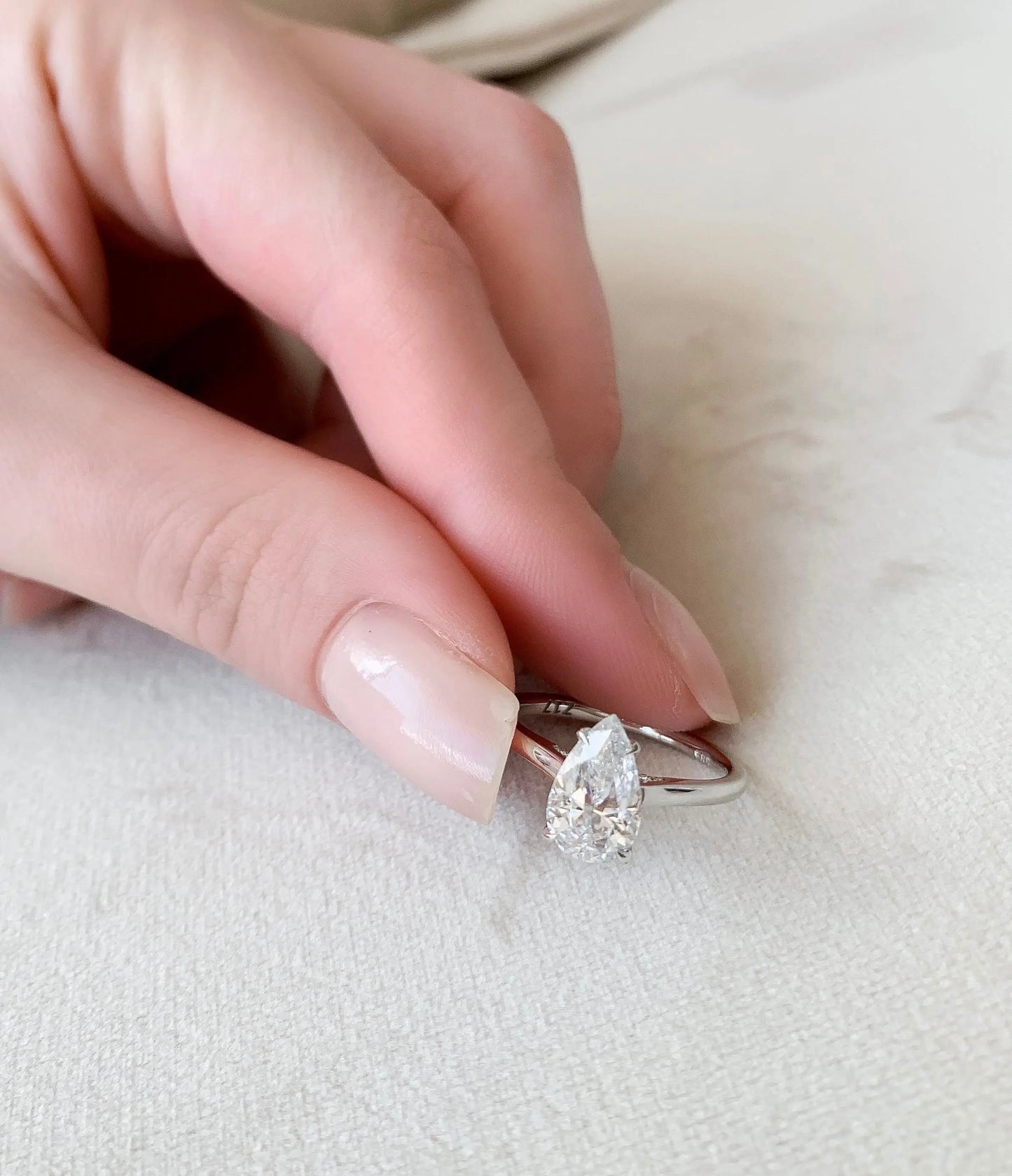 1.50CT Pear Cut Moissanite Hidden Halo Engagement Ring